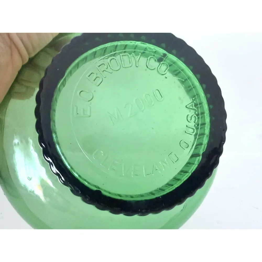 Pair E O Brody Green Glass M2000 Pedestal Candy Dishes Cleveland Ohio Vintage